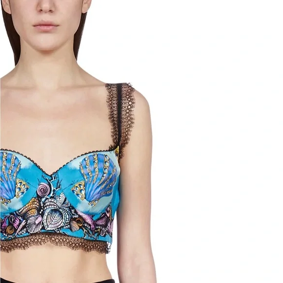 Versace Trésor De La Mer Print Bralette Top - Picture 6 of 10